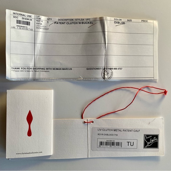 Christian Louboutin Patent Calfskin Liv Clutch with metal buckle, color Oxblood - Picture 14 of 16